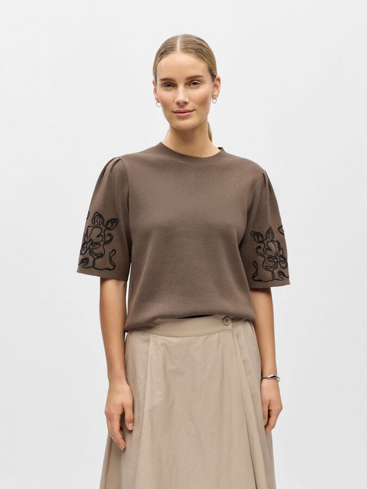 Object-OBJFLORA 2/4 KNIT PULLOVER