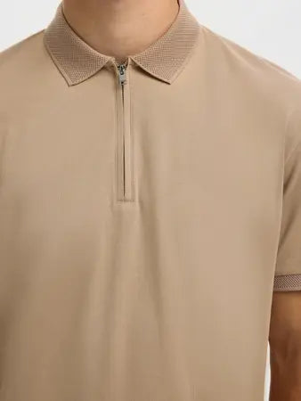 SELECTED-SLHFAVE ZIP SS POLO NOOS
