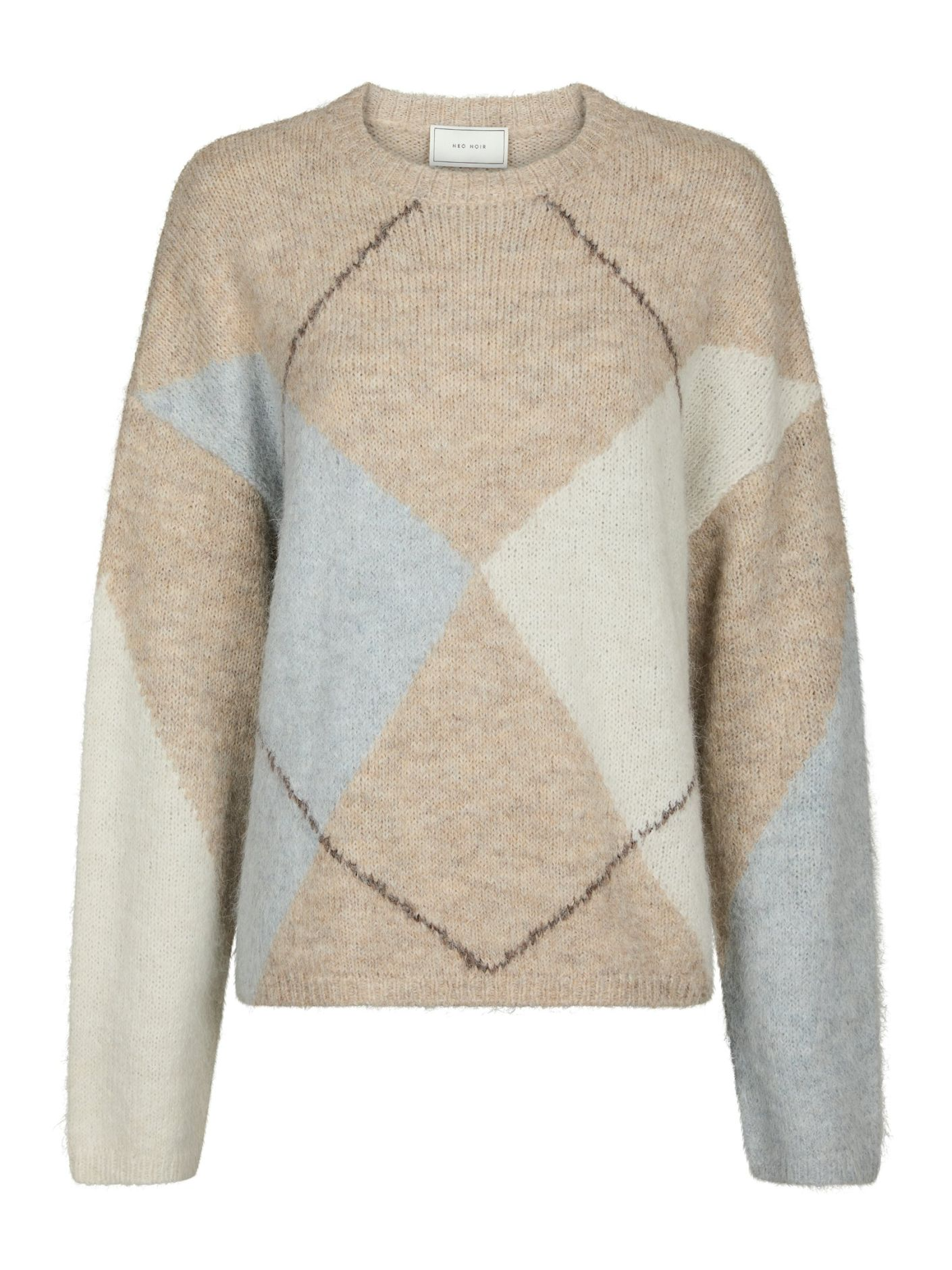 Neo_Noir-INGA CHECK FLUFF KNIT BLOUSE
