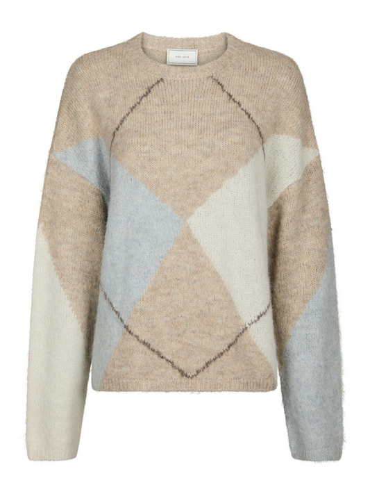 Neo_Noir-INGA CHECK FLUFF KNIT BLOUSE