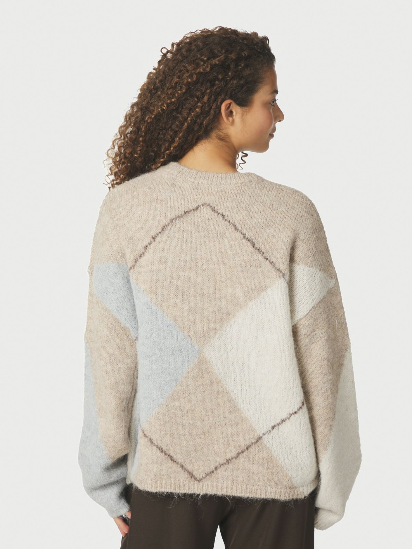 Neo_Noir-INGA CHECK FLUFF KNIT BLOUSE