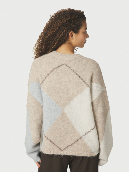 Neo_Noir-INGA CHECK FLUFF KNIT BLOUSE