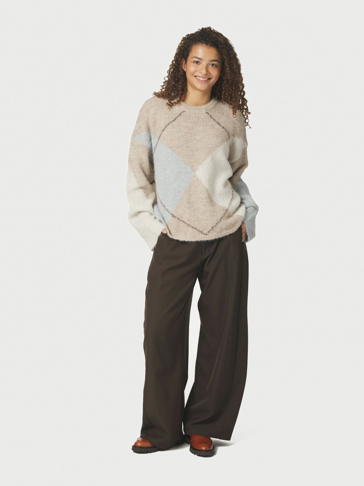 Neo_Noir-INGA CHECK FLUFF KNIT BLOUSE