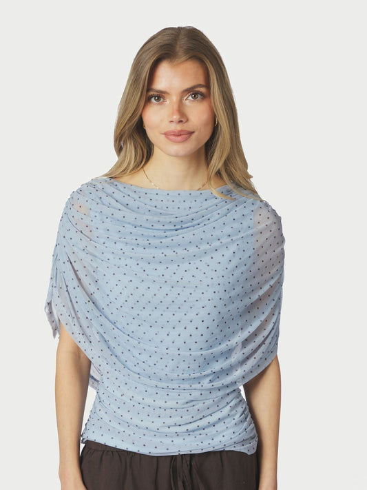 Neo_Noir-COTTUNA DOT DRAPY MESH TOP