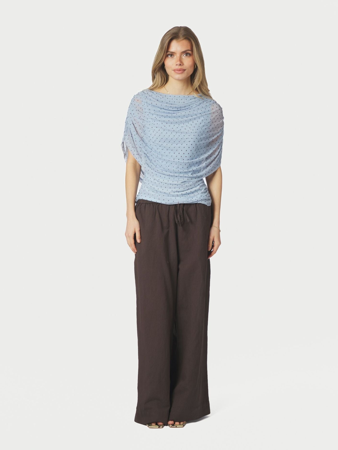Neo_Noir-COTTUNA DOT DRAPY MESH TOP