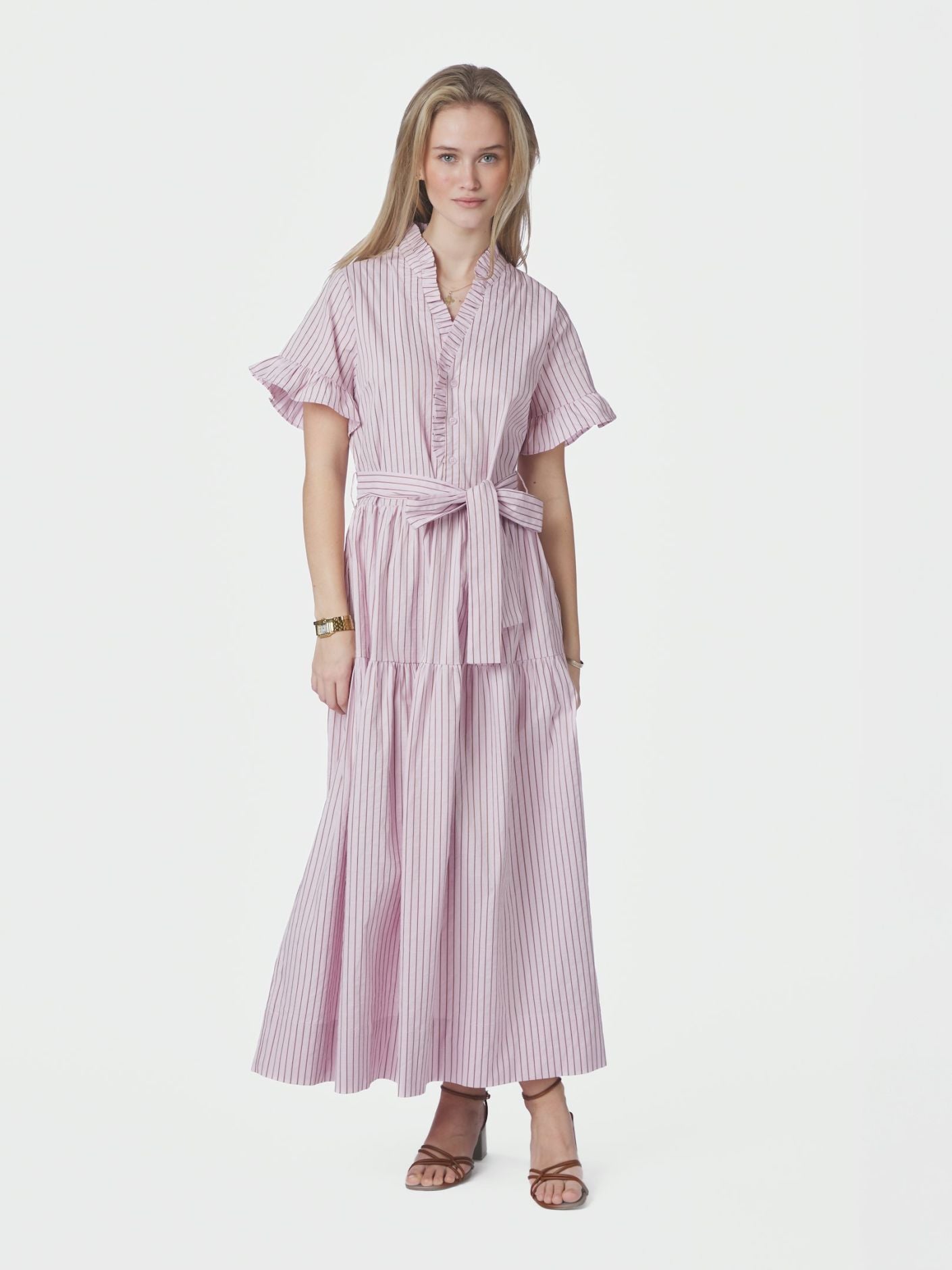 Neo_Noir-NESSIE STRUCTURE STRIPE DRESS