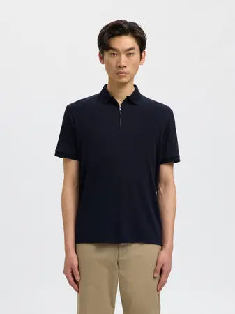 SELECTED-SLHFAVE ZIP SS POLO NOOS