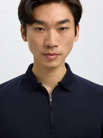 SELECTED-SLHFAVE ZIP SS POLO NOOS