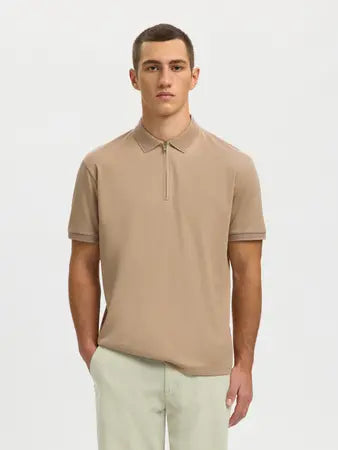 SELECTED-SLHFAVE ZIP SS POLO NOOS
